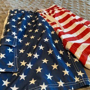 AMERICAN FLAG MEN'S SWIM TRUNKS SHORTS